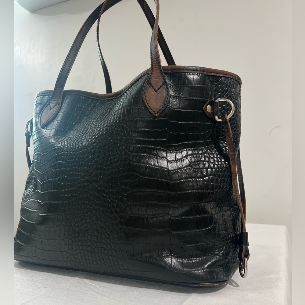 Rare Freebird By Steven Black Croco Leather Tote Bag - Picture 2 of 16